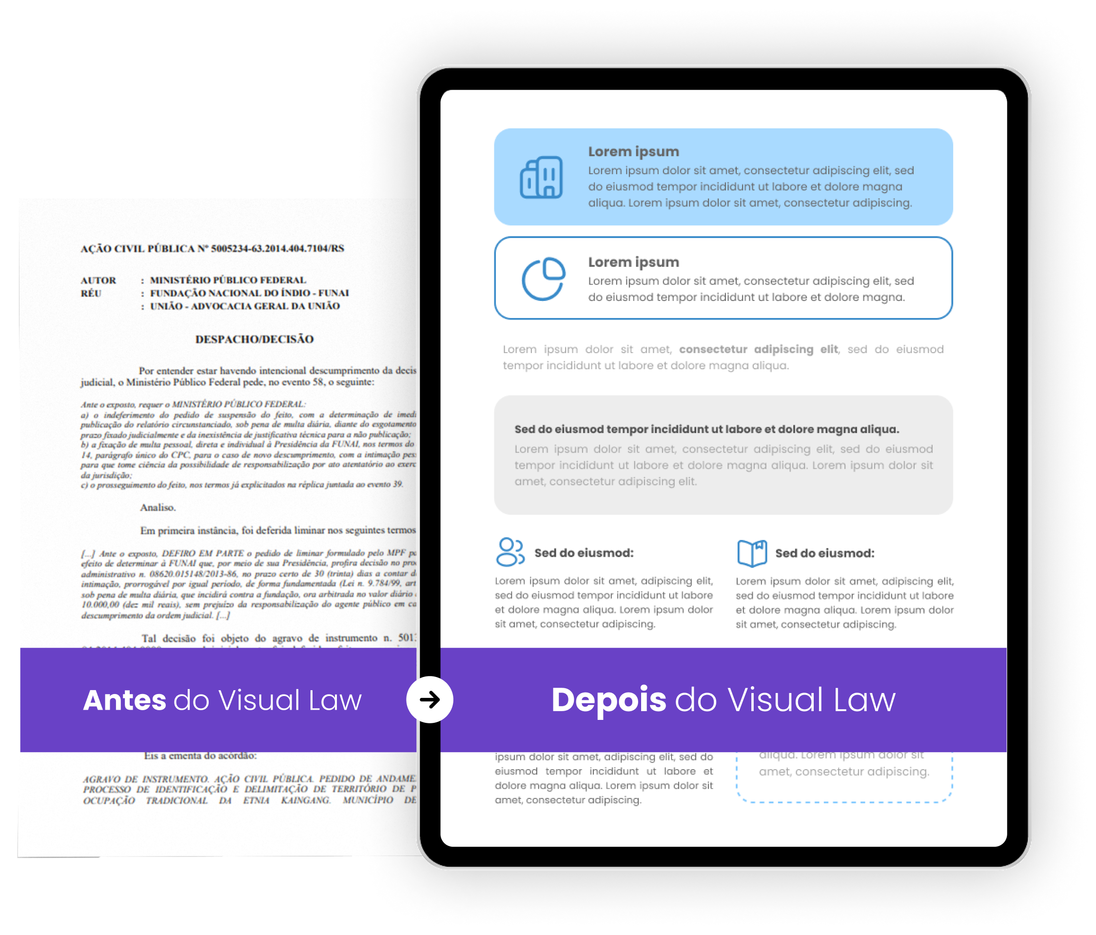 visual law antes e depois
